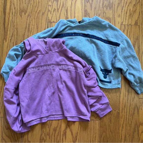 Under Armour Jackets & Blazers - Lot of 2 Under Armour Cropped Gray and Purple/Pink Pullover Sweatshirts M L
